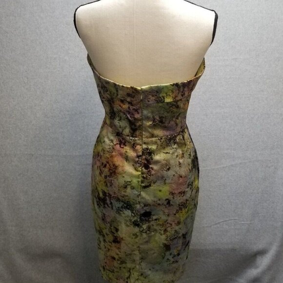 Mcginn Strapless Dress Cooling Magma Sz 10 Watercolor Artsy Cocktail Pockets! - Picture 2 of 8